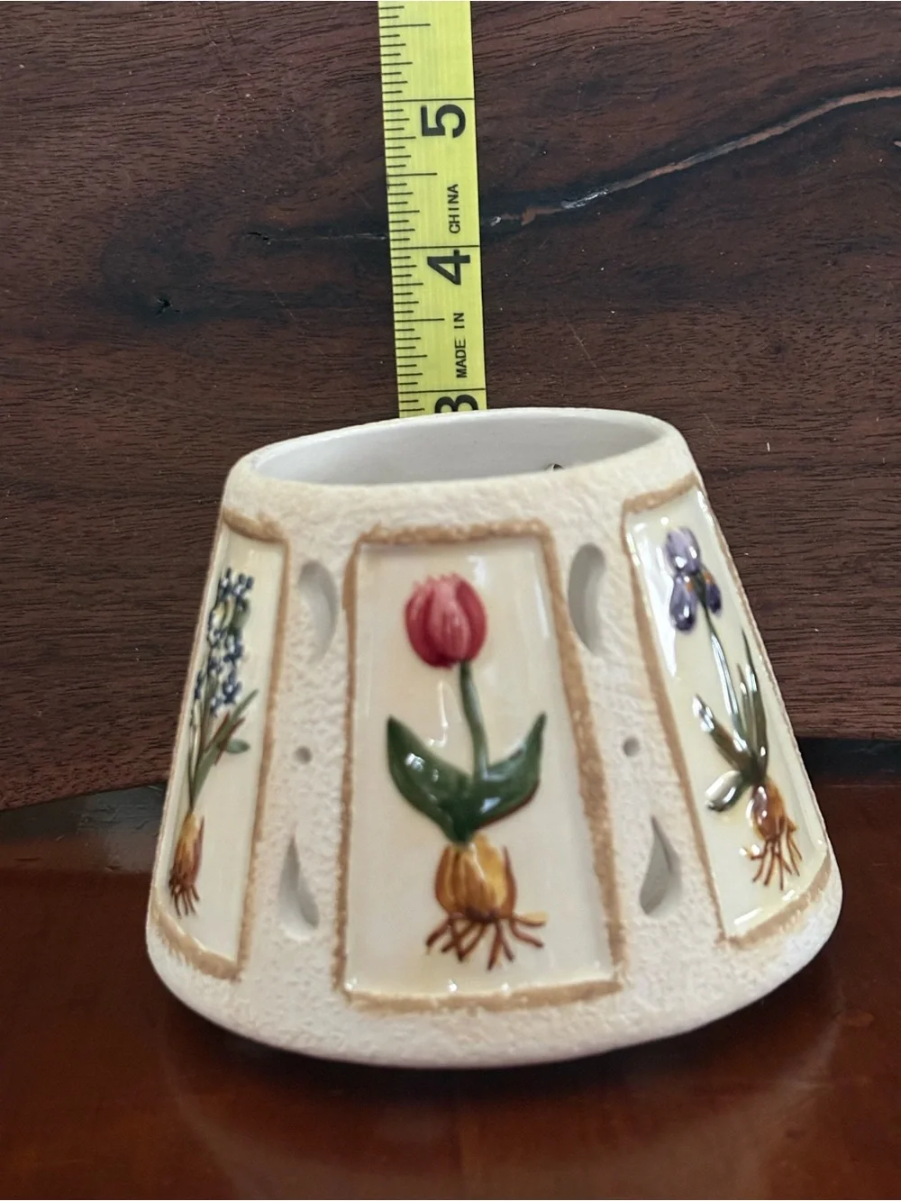 Yankee Candle Floral Ceramic Candle Shade - Cream with Multicolor Flowers